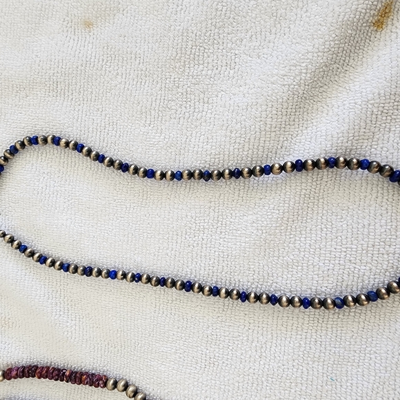Jewelry - SOLD Navajo lapis and sterling  Beaded Necklace